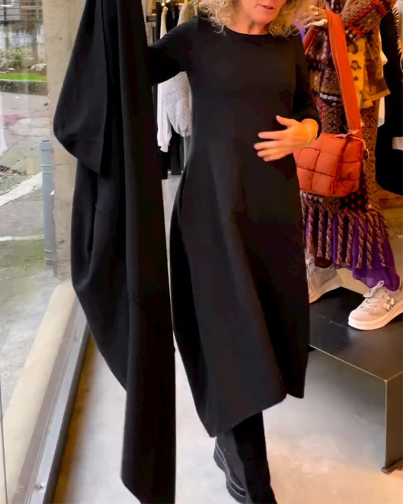Lara - Abito midi nero con tasche