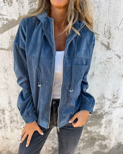 Marcella™ | Giacca con cappuccio e zip in velluto a coste