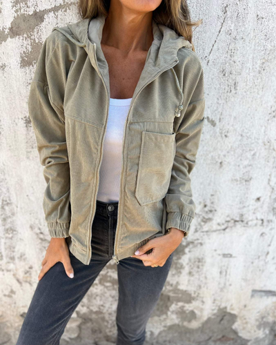 Marcella™ | Giacca con cappuccio e zip in velluto a coste