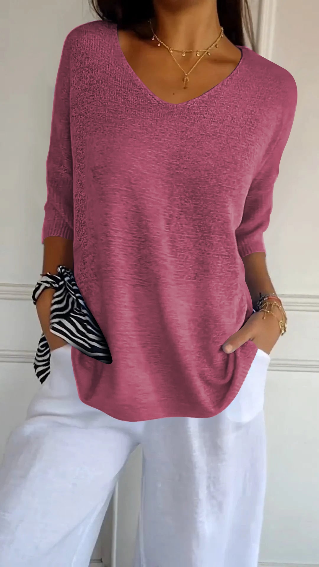 Laurienne™ | Top casual con scollo a V