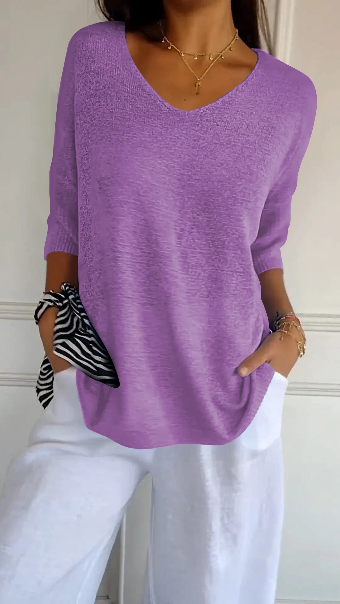 Laurienne™ | Top casual con scollo a V