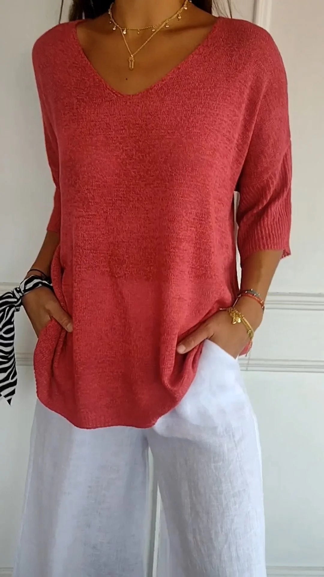 Laurienne™ | Top casual con scollo a V