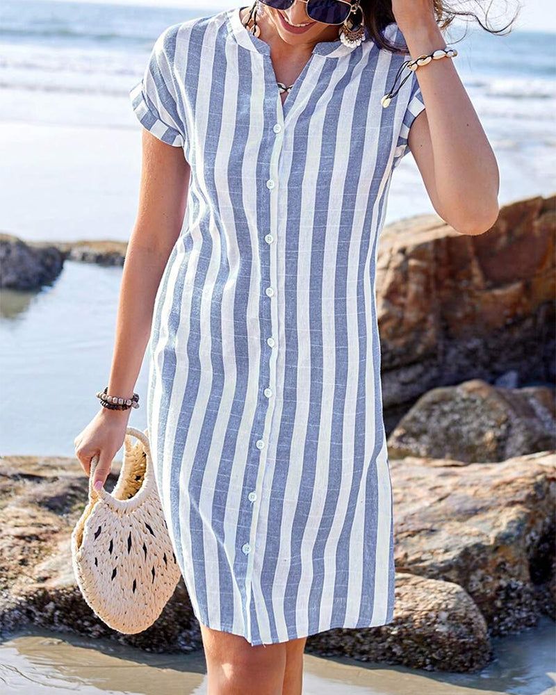 Martine™ | Abito camicia elegante a righe