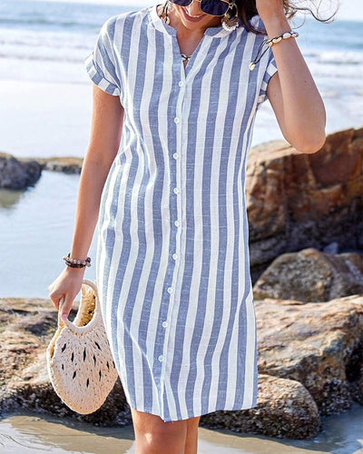 Martine™ | Abito camicia elegante a righe