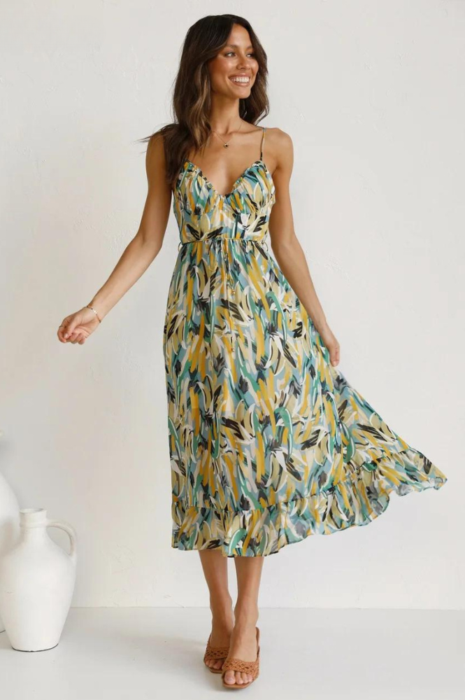 Chiara - Abito midi alla moda in colori vivaci