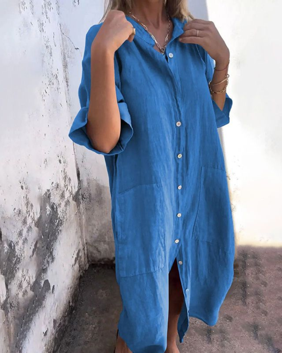 MELANY - ABITO CAMICIA CASUAL AL GINOCCHIO IN STILE IBIZA
