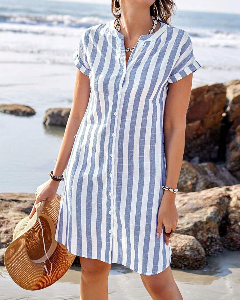 Martine™ | Abito camicia elegante a righe
