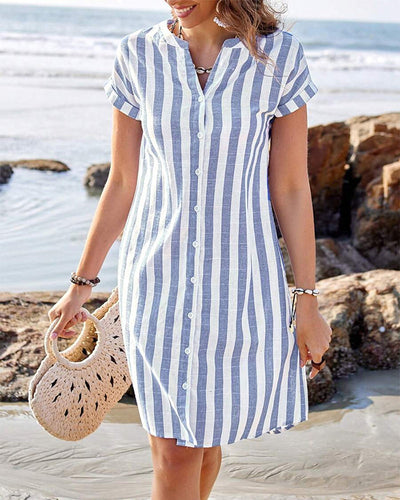 Martine™ | Abito camicia elegante a righe