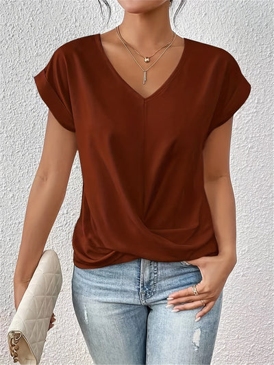 Cleo - T-shirt casual con scollo a cuore