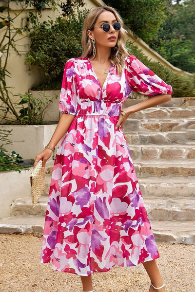 Ruby - Vestito midi floreale svolazzante