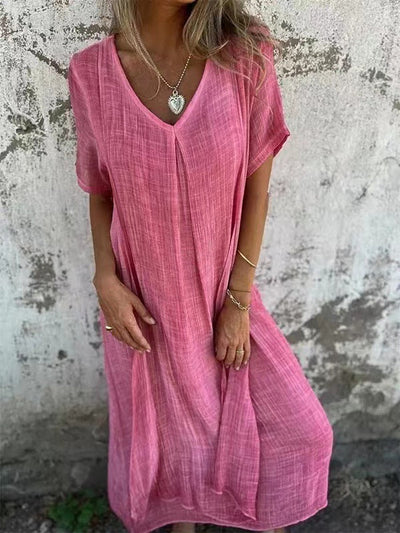Naia™ - Abito arioso in cotone e lino con scollo a V