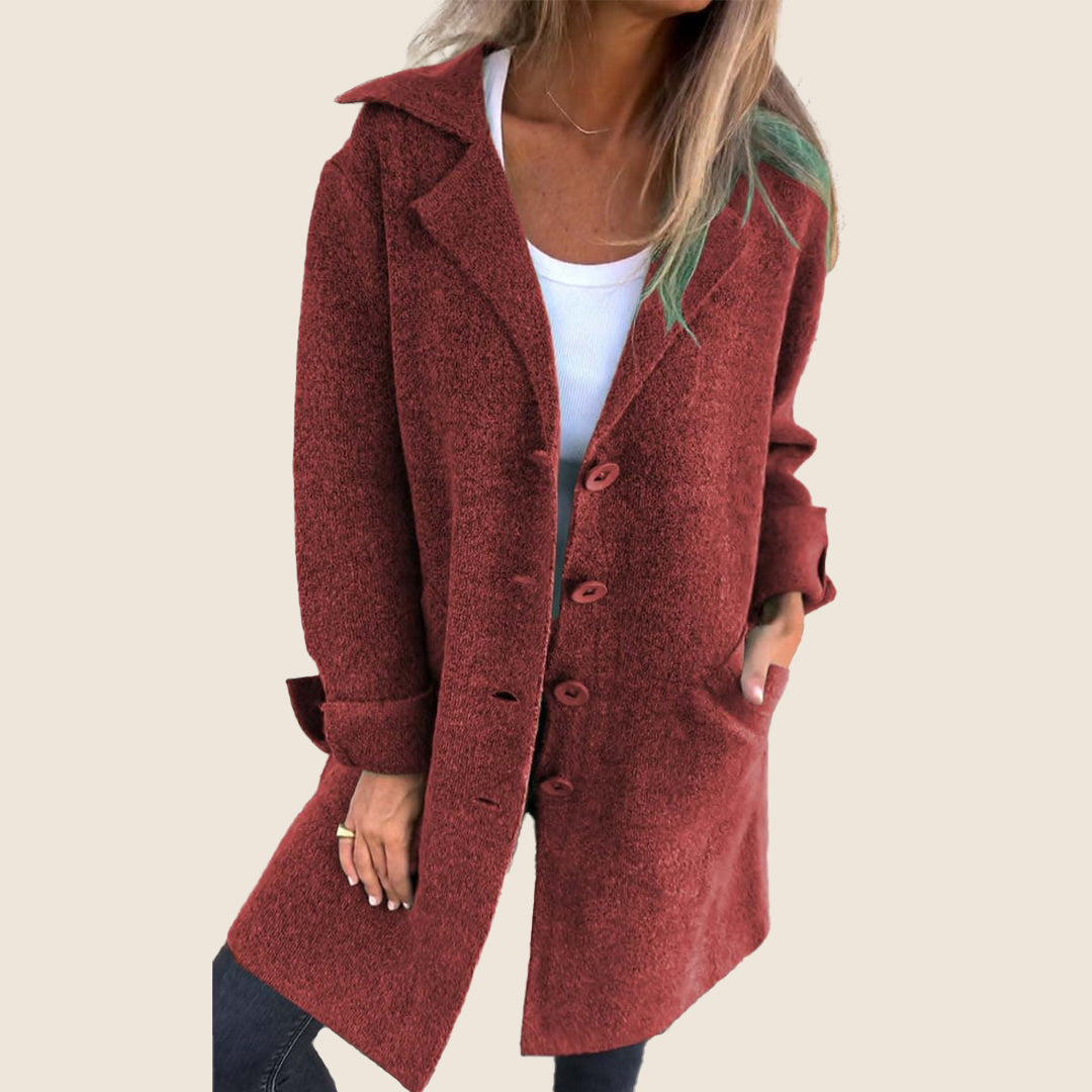 Emma™ - Cappotto casual Monopette con risvolto