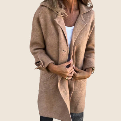 Emma™ - Cappotto casual Monopette con risvolto