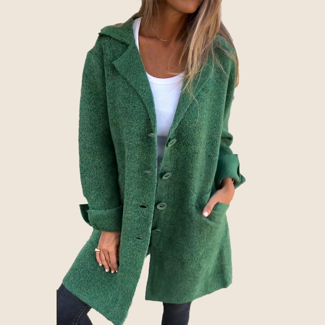 Emma™ - Cappotto casual Monopette con risvolto