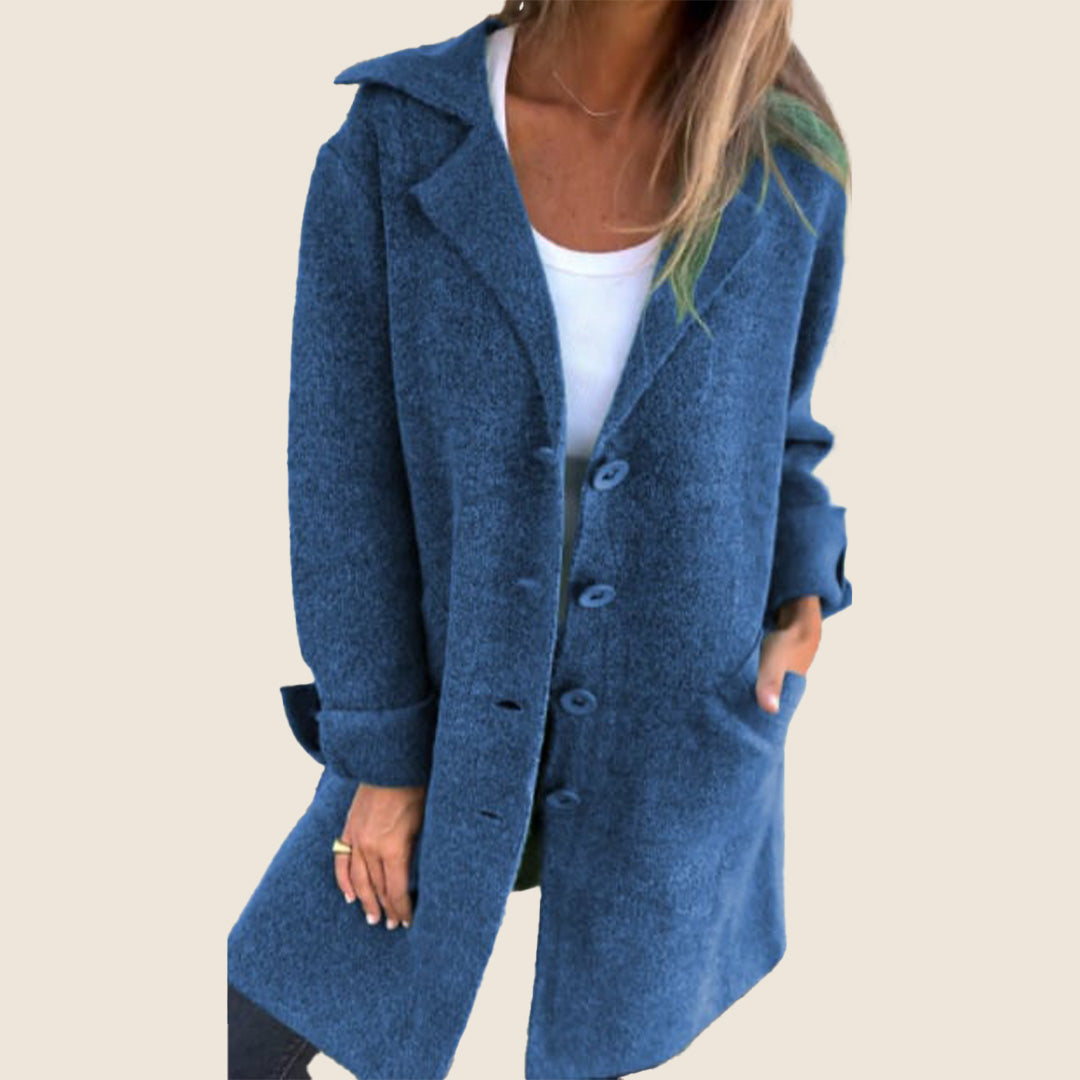 Emma™ - Cappotto casual Monopette con risvolto