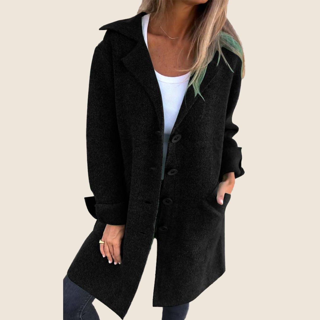 Emma™ - Cappotto casual Monopette con risvolto