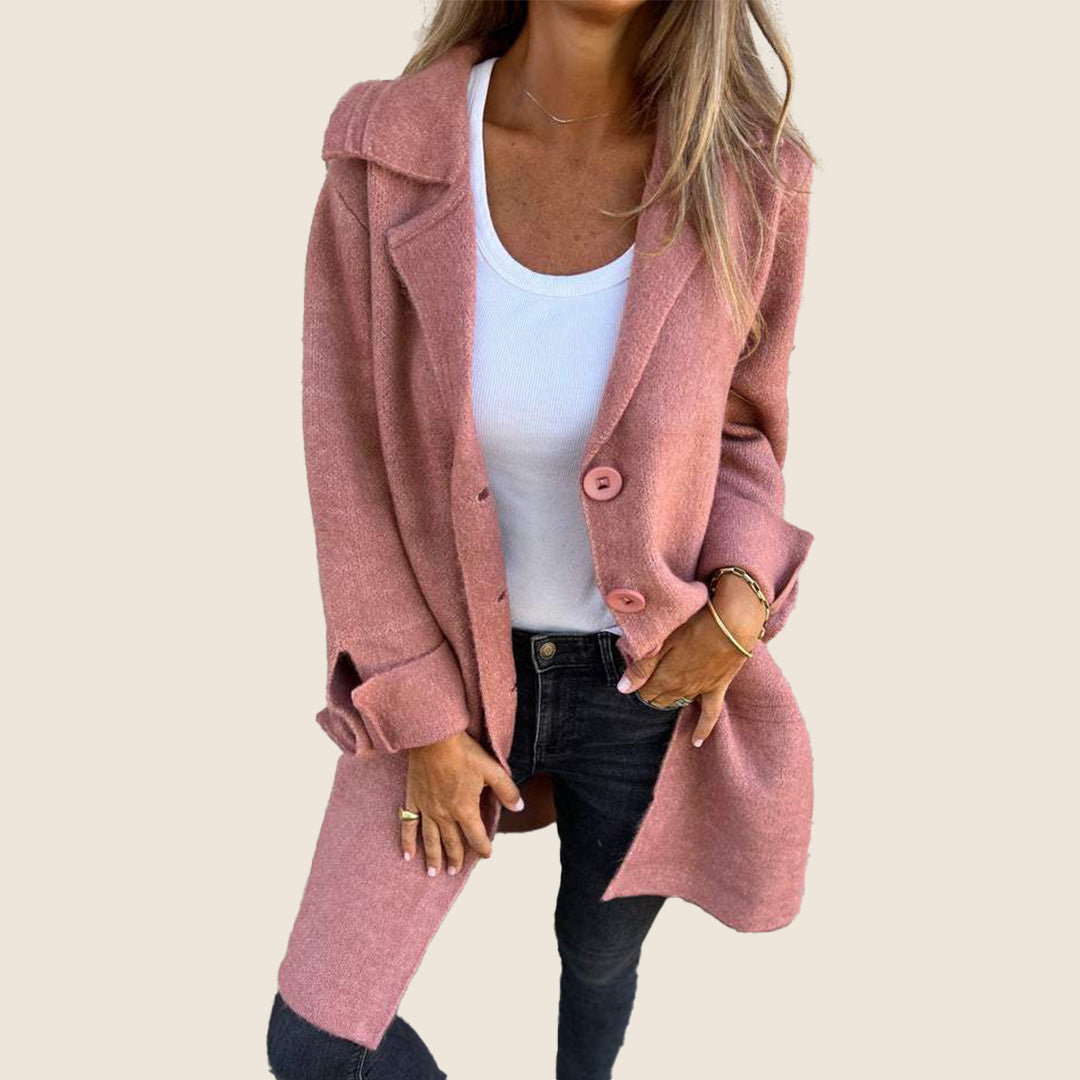 Emma™ - Cappotto casual Monopette con risvolto