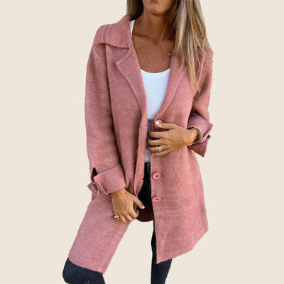 Emma™ - Cappotto casual Monopette con risvolto