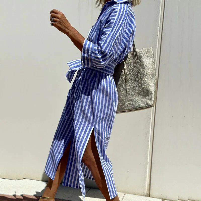 Greta - Abito camicia elegante a righe