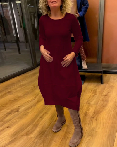 Lara - Abito midi nero con tasche