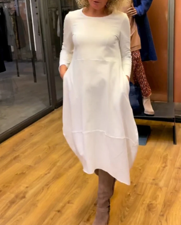Lara - Abito midi nero con tasche