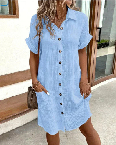 Hailey - Abito camicia donna in cotone e lino dal gusto retrò