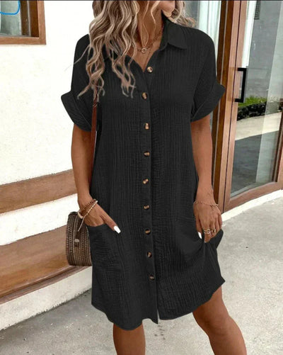 Hailey - Abito camicia donna in cotone e lino dal gusto retrò