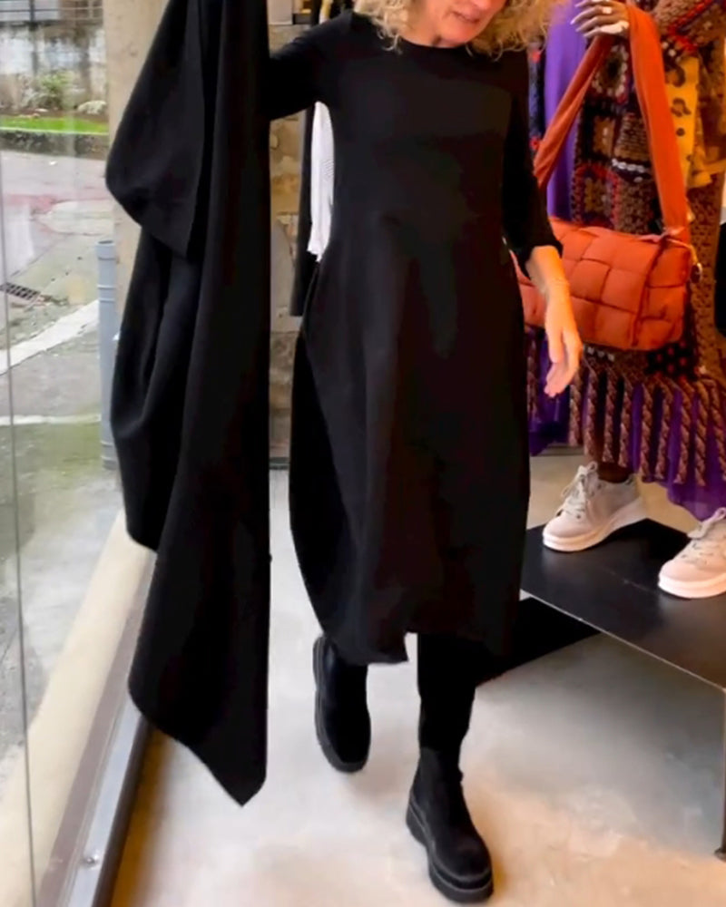 Lara - Abito midi nero con tasche
