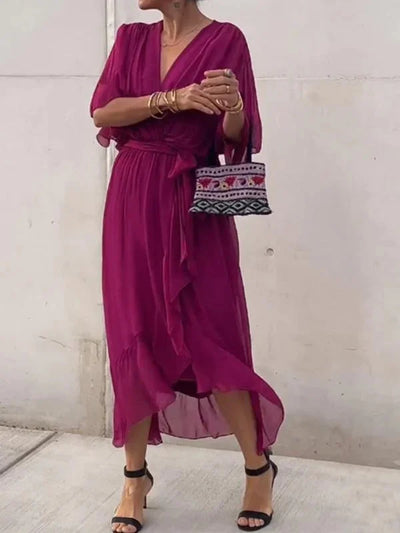Monica - Abito in chiffon con scollo a V