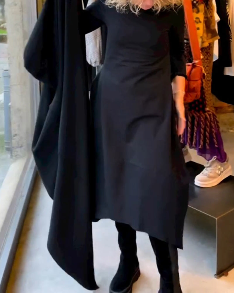 Lara - Abito midi nero con tasche
