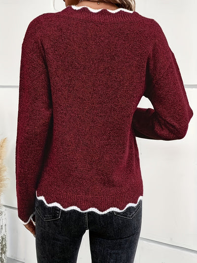 Éléonore™ | Maglione con scollo a V smerlato