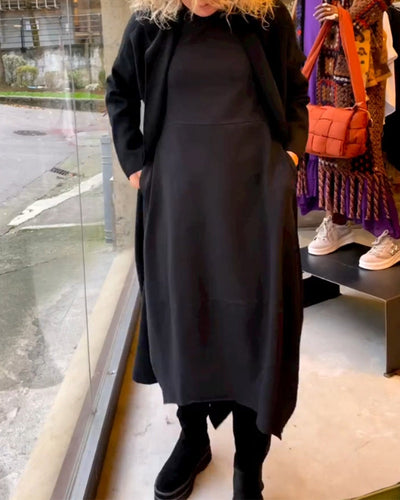 Lara - Abito midi nero con tasche