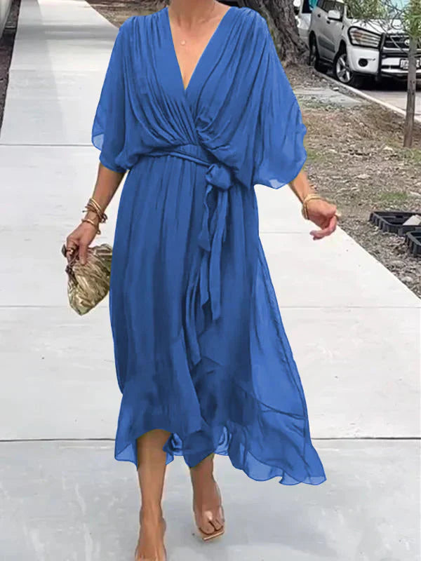 Monica - Abito in chiffon con scollo a V
