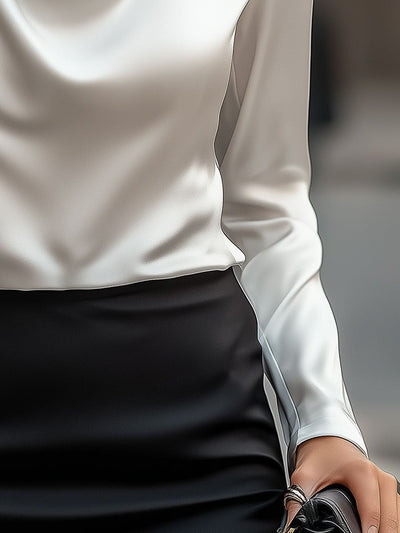 Camicetta elegante in raso con scollo a drappeggio