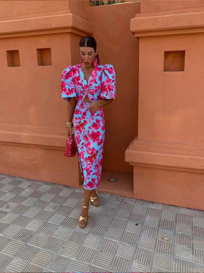 Lily™ - Abito colorato con maniche a pieghe